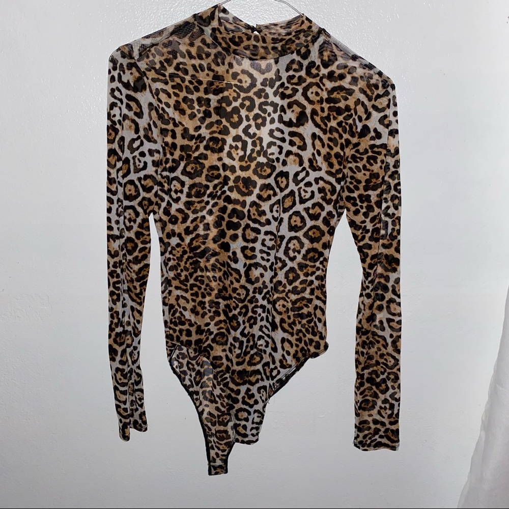 Forever 21 Animal Print Sheer Bodysuit
